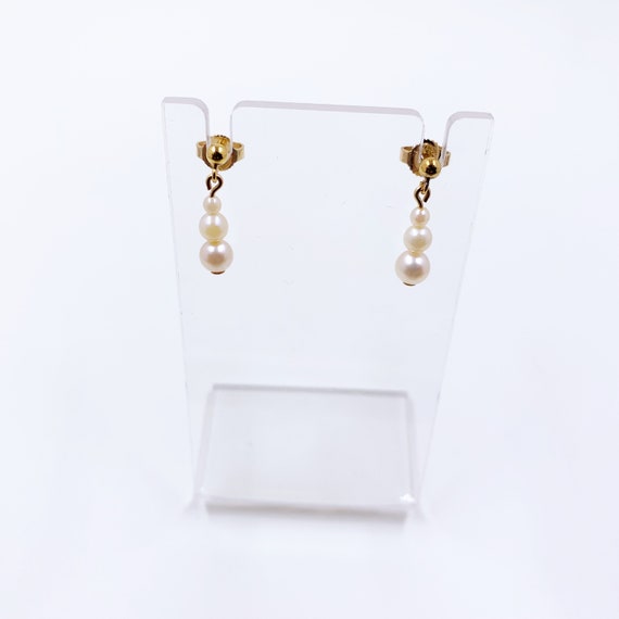 Vintage Gold Pearl Drop Earrings | Classic Pearl … - image 6