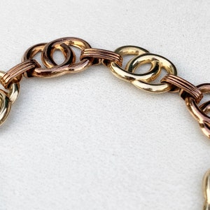 Vintage Art Deco 10k Gold Circle Link Bracelet Vintage 10K Gold Two Tone Bracelet image 4