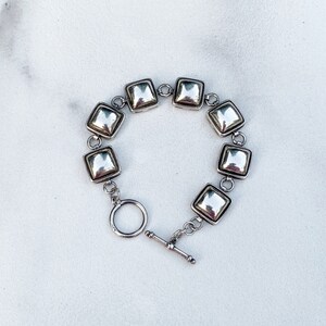 Vintage Silver Modernist Bracelet Domed Link Bracelet image 3