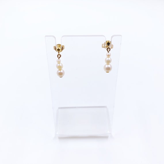 Vintage Gold Pearl Drop Earrings | Classic Pearl … - image 1