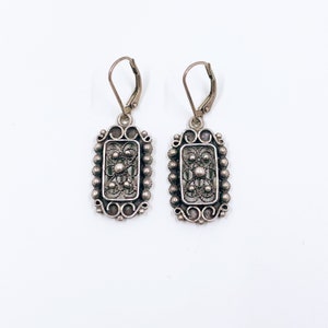 Vintage Sterling Silver Filigree Dangle Earrings: Openwork Design