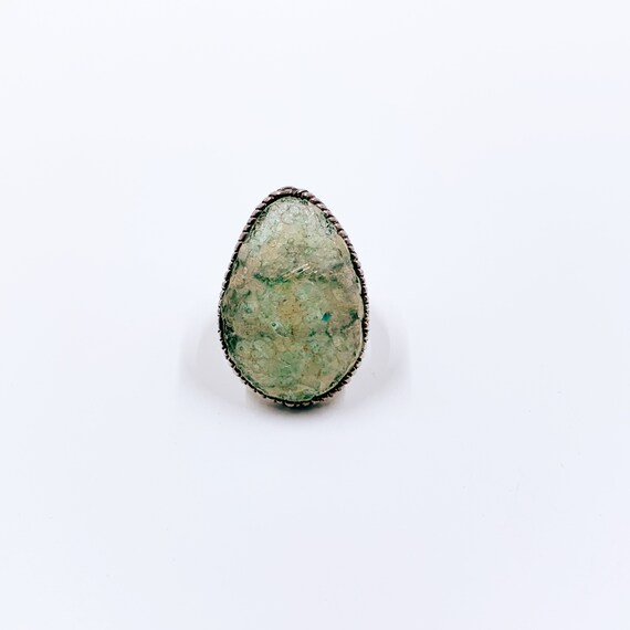 Modernist Silver Tear Drop Roman Glass Ring | Isr… - image 9