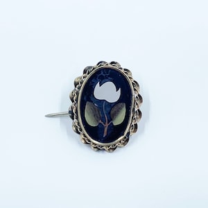 Victorian Pietra Dura Flower Brooch