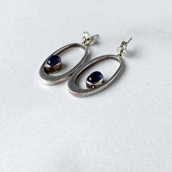 Vintage Amethyst Modernist Drop Earrings | Silver… - image 8