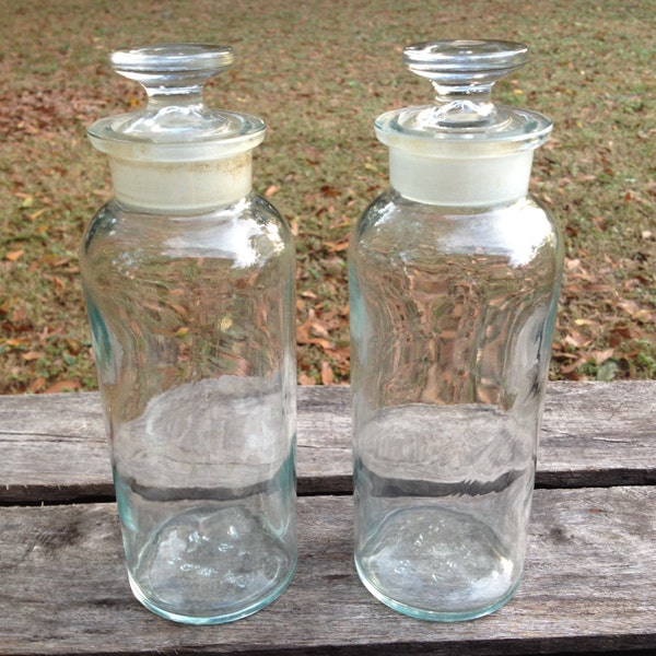 Antique Apothecary Jar Glass Jars TCW Co. Wheaton verre Pharmaceautical beaucoup