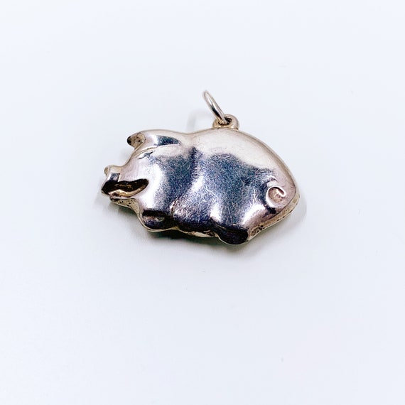 Vintage Silver Puffy Pig Pendant | 3D Pig Charm - image 5