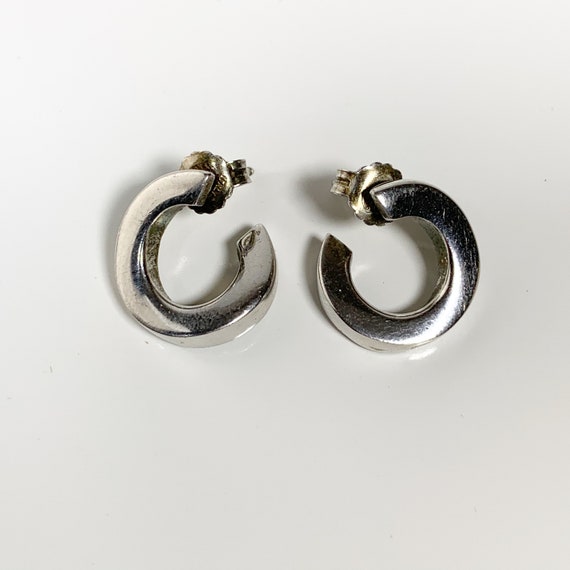 Silver Twisted Round Hoop Style Stud Earrings - image 1
