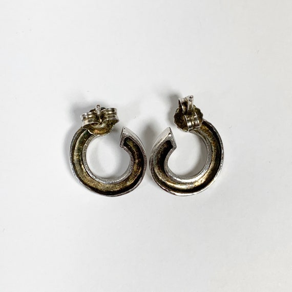 Silver Twisted Round Hoop Style Stud Earrings - image 3