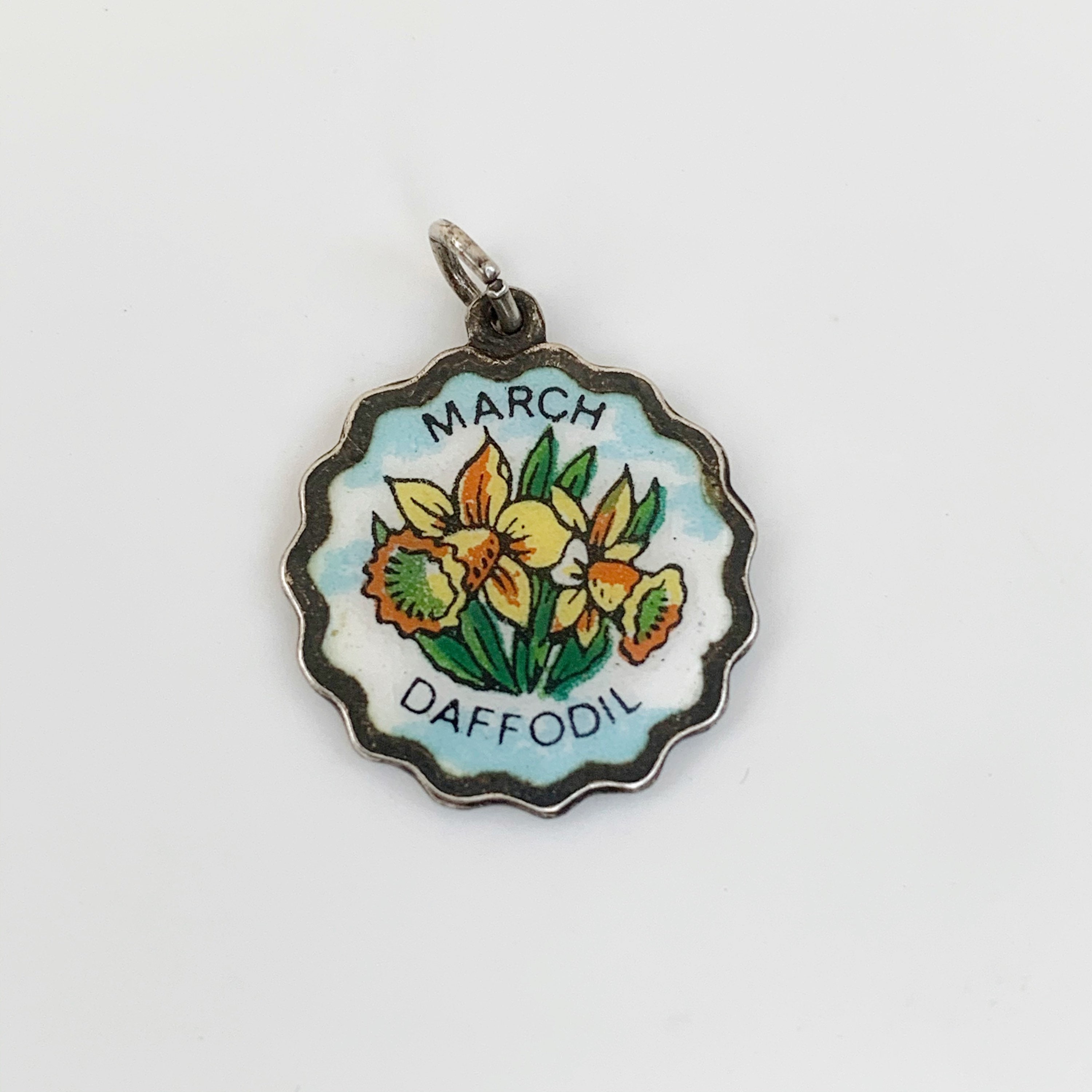 Vintage March Birthday Charm  March Daffodil Flower  March Birth