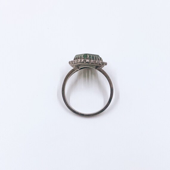 Antique Silver Green Stone Ring | Art Deco Green … - image 9
