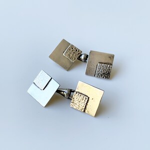 Vintage Modernist Silver Cuff Links