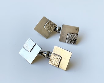 Vintage Modernist Silver Cuff Links