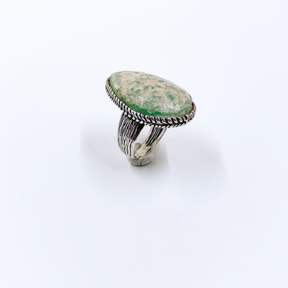 Modernist Silver Tear Drop Roman Glass Ring | Isr… - image 2