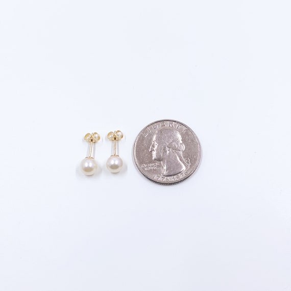 Vintage 14K Classic Pearl Stud Earrings, Everyday… - image 4