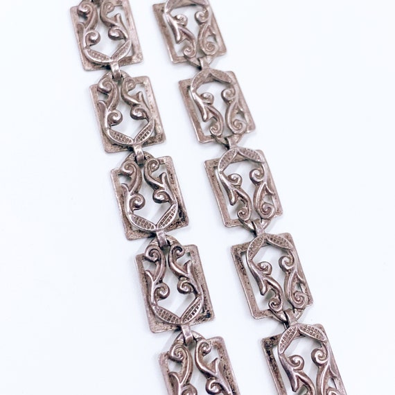 Vintage Danecraft Sterling Panel Link Necklace | … - image 5