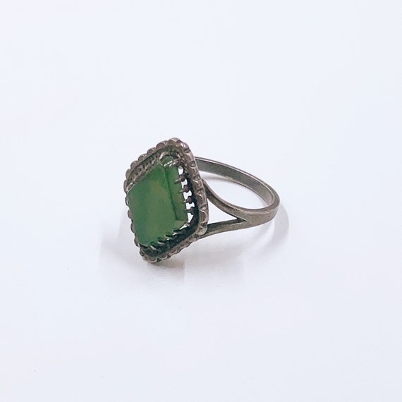 Antique Silver Green Stone Ring | Art Deco Green … - image 7