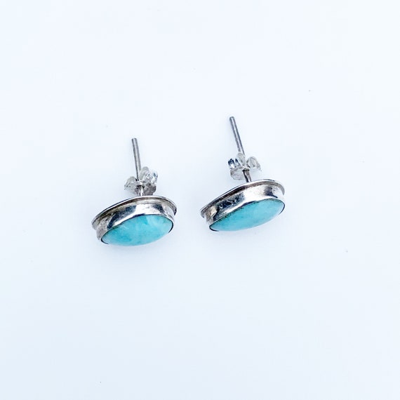 Silver Larimar Stud Earrings | Tear Drop Larimar … - image 4