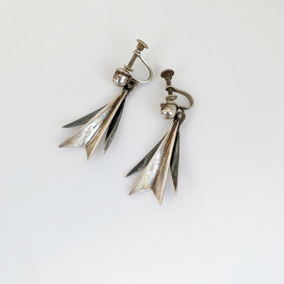Vintage Mexican Silver Modernist Earrings | Silver