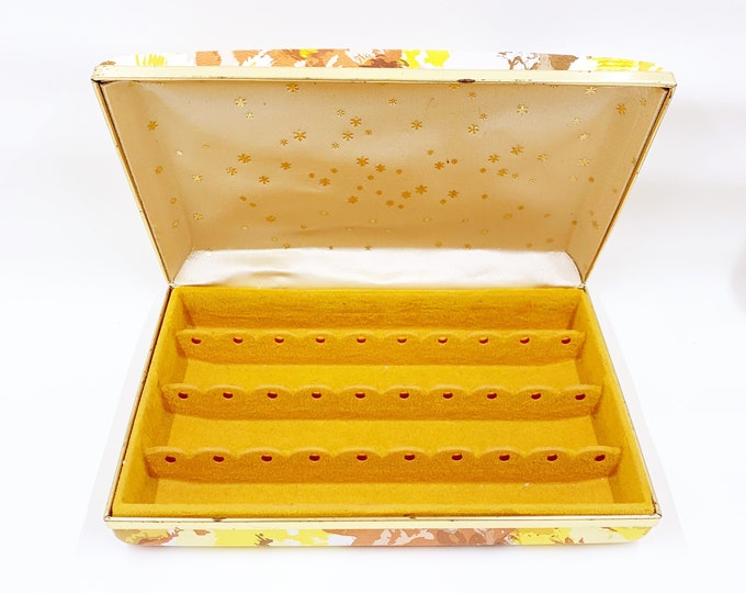 Vintage Yellow Clamshell Jewelry Box Retro Clamshell Earring Case Mele Style Hard Case Jewelry