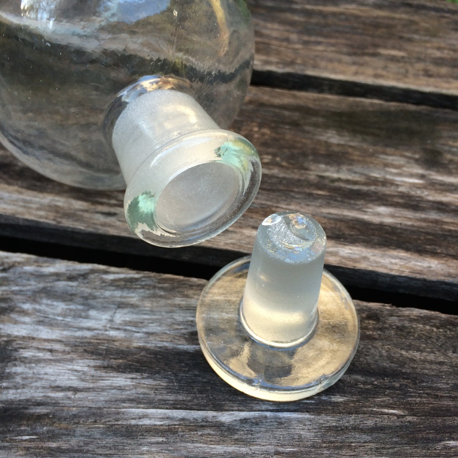 Vintage Apothecary Jar T.C.W. Co. Glass Ground Lid Wheaton