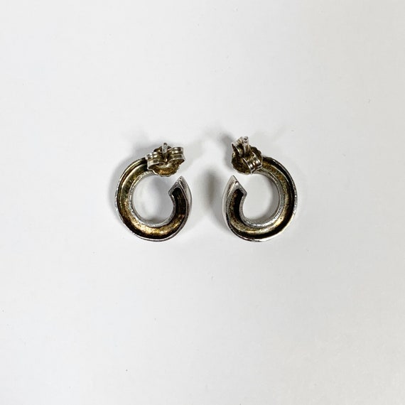 Silver Twisted Round Hoop Style Stud Earrings - image 5