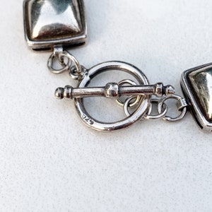 Vintage Silver Modernist Bracelet Domed Link Bracelet image 8