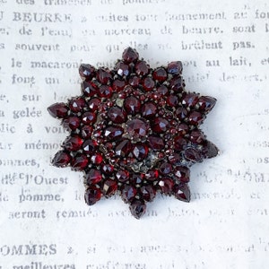 Victorian Rose Cut Garnet Cluster Brooch Rose Cut Flower Garnet Brooch image 1