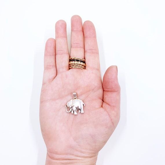 Vintage Silver Elephant Pendant | Lucky Elephant … - image 9