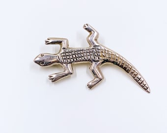 Vintage Sterling Silver Lizard Brooch | Figural Gecko