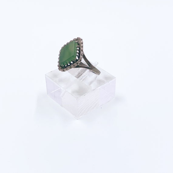 Antique Silver Green Stone Ring | Art Deco Green … - image 1