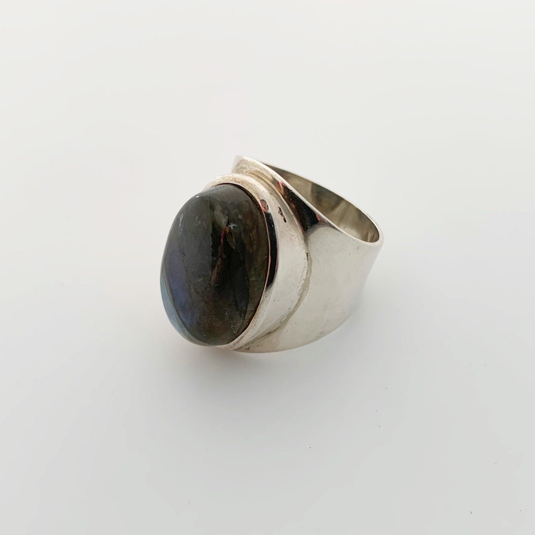 Vintage Silver Labradorite Ring Large Labradorite Ring | Etsy
