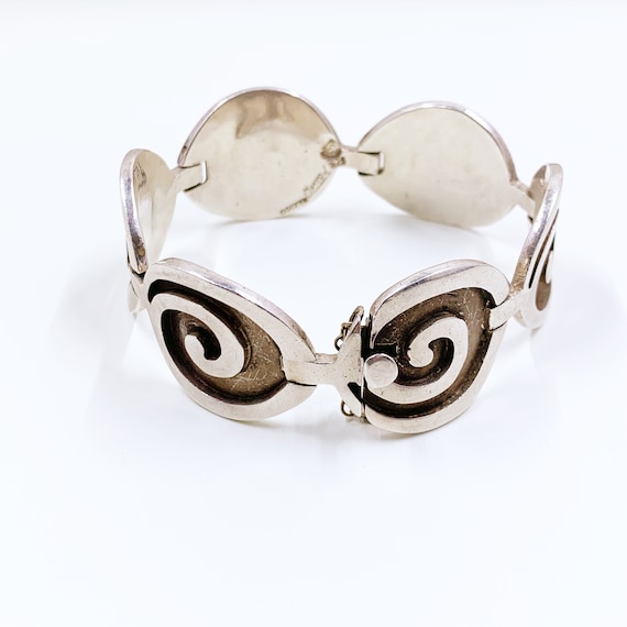 Vintage Silver Mexican Modernist Panel Bracelet |… - image 2