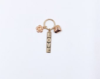 Estate 10k Gold Love Charm with Flower and Heart, 10K Two Tone Charm