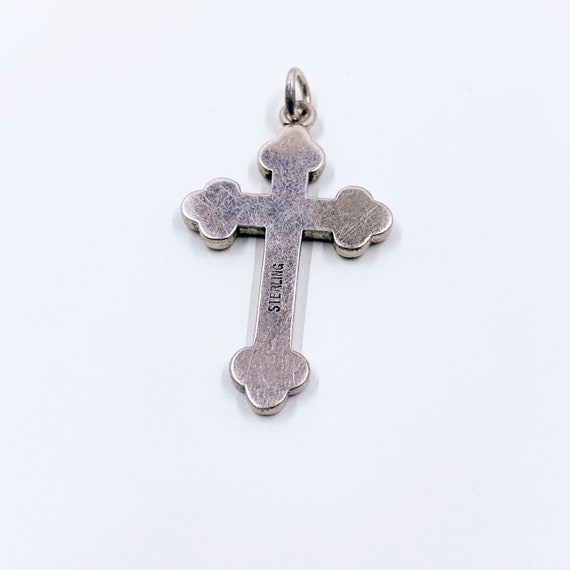 Vintage Sterling Silver Cross Pendant - image 8