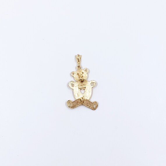 Estate 14k Gold Teddy Bear Pendant | Moveable Ted… - image 2