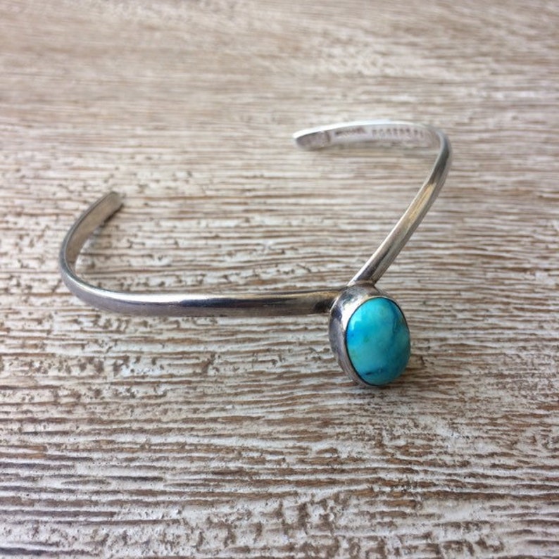 Handmade Bracelet by Michael Rogers Paiute Native American Vintage Silver Turquoise Cuff
