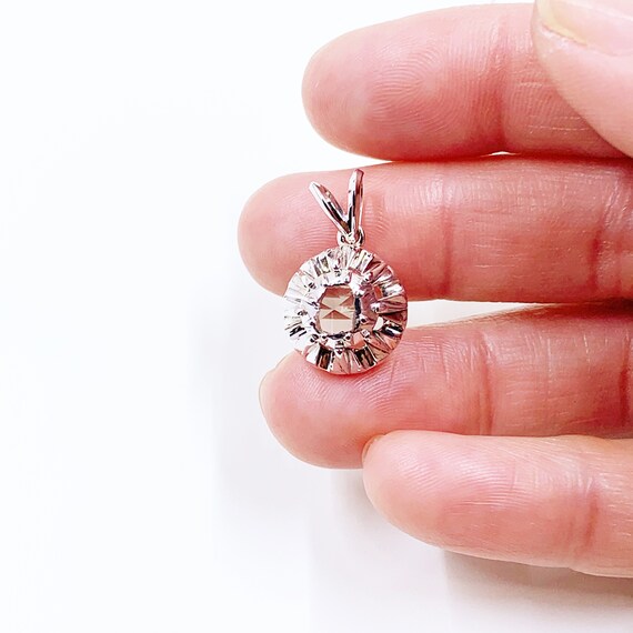 Antique Georgian Rose Cut Diamond Pendant: Silver… - image 9