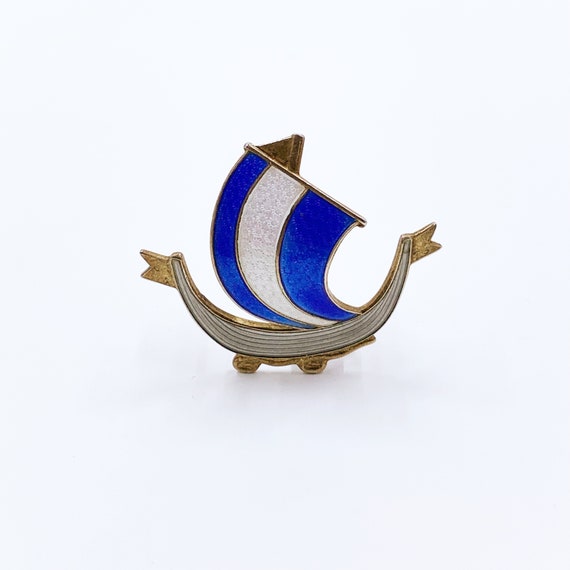 Vintage Sterling Aksel Holmsen Enamel Viking Ship… - image 8