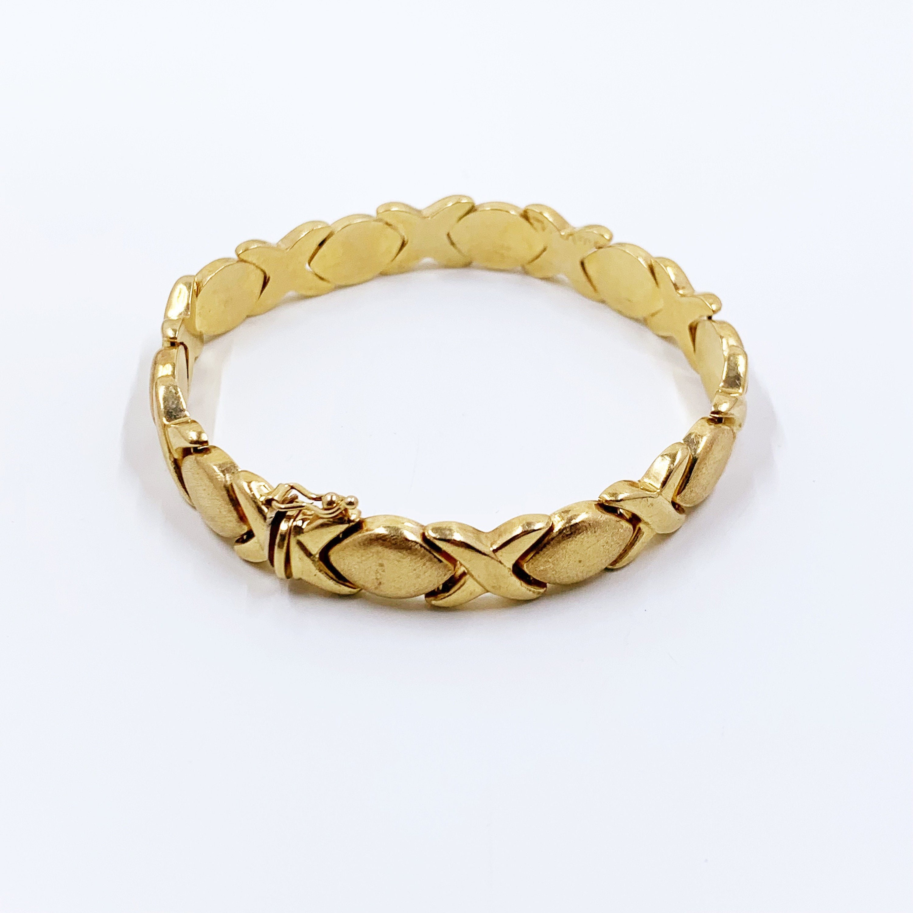 Italian Gold Polished Double Row Bar & Beads Station Link Bracelet in 14k  Gold | Hawthorn Mall