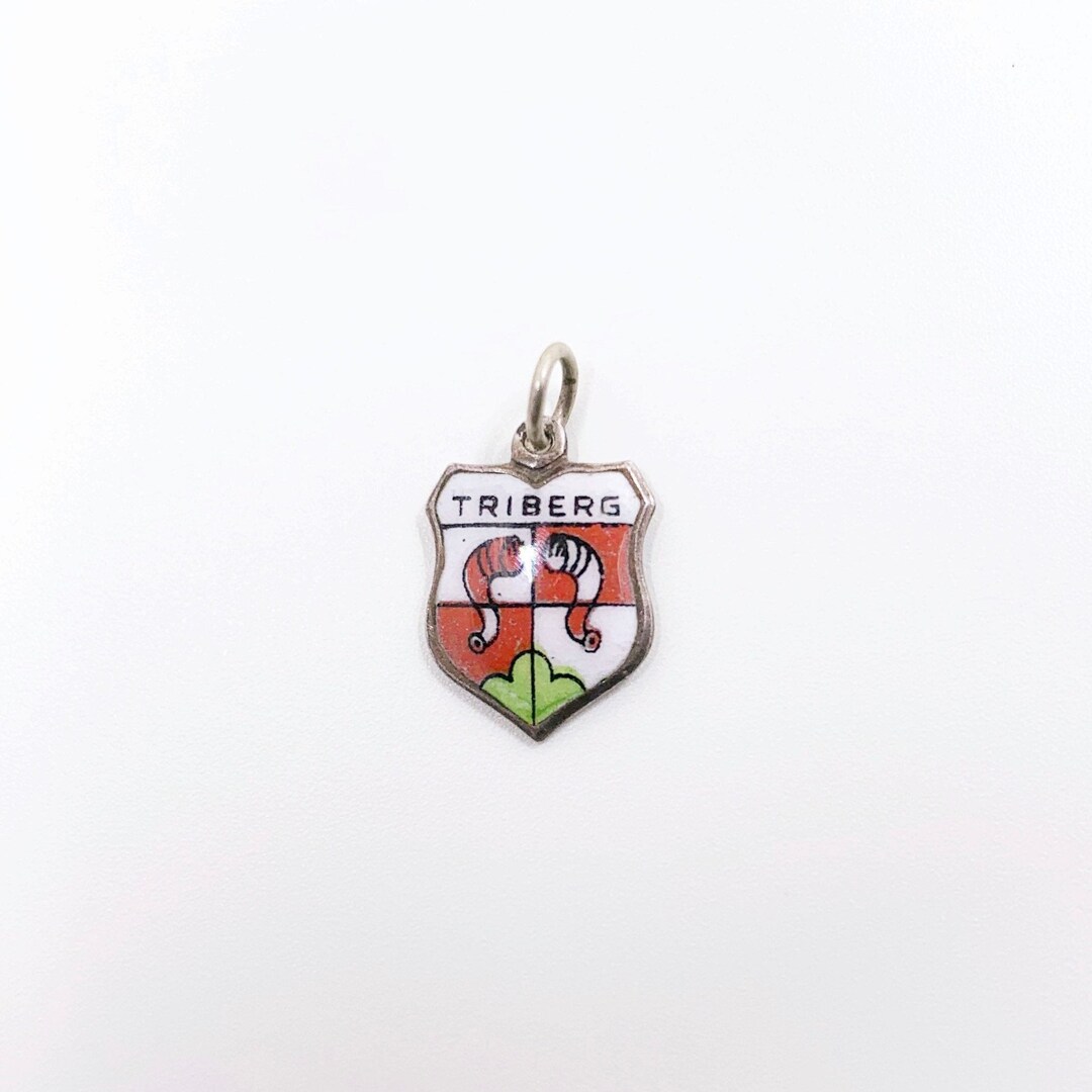 Charme Breloque Argent 925 Vintage HMK INGLETON - Bouclier émaillé - 1,6g - France