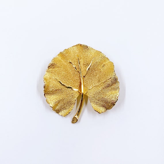 Vintage BSK Leaf Brooch | Mid Century BSK Gold Ton