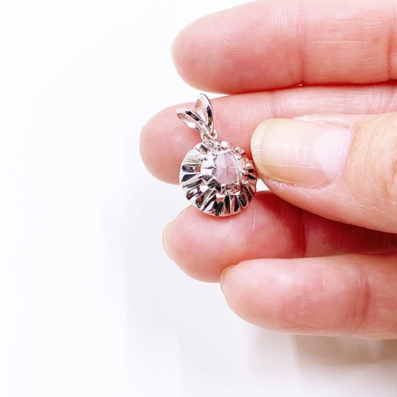 Antique Georgian Rose Cut Diamond Pendant: Silver… - image 8