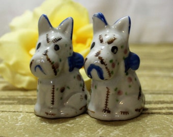 Vintage Grumpy Dog Salt and Pepper Shakers, Japan