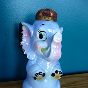 SALE Vintage Blue Ceramic Sitting Elephant