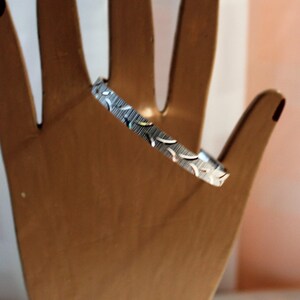 Vintage CROWN TRIFARI Silver Tone Etched Bangle Bracelet, Small, 1950s