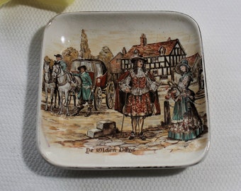 Vintage English Ware Lancaster Small Dish, Pin Dish, "Ye Olden Days"