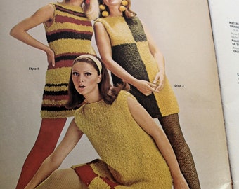 DESCARGA DIGITAL - Spinnerin "Timely Trio" de vestidos de punto estilo Mod, Patrón, Inglés, 1969