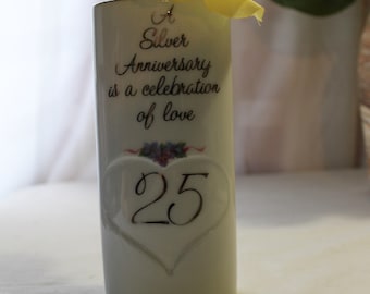 Vintage WWA Porcelain Bud Vase, 25th Anniversary, Silver Anniversary Celebration of Love 1980