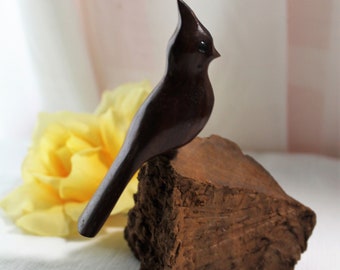 Hand Carved Wooden Cardinal Figurine