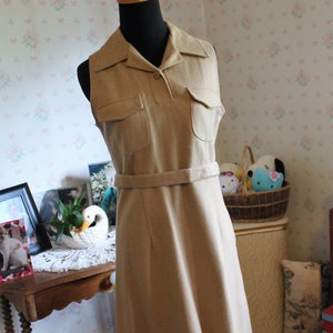 Vintage American Eagle Camel Tan Wool Blend Jumper Dress, Size 4, Early 2000s